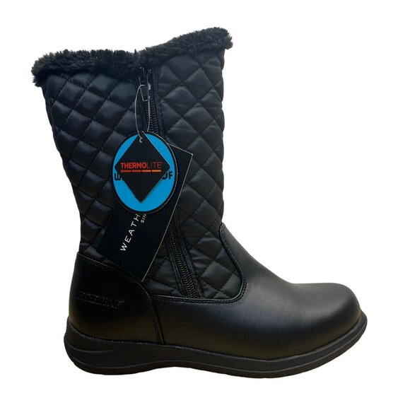 Weatherproof Women’s Black Quilted Waterproof Thermolite Winter Boots Size 7M - Picture 1 of 12
